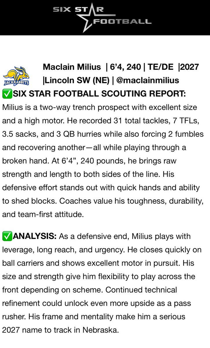 maclainmilius's tweet image. Thanks for the write up @sixstarfootball!