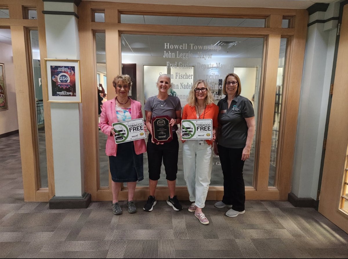 Howell Township received 15 points for their tobacco-free community designation and was given their award by NJPN during Howell Townships Council Meeting last week!