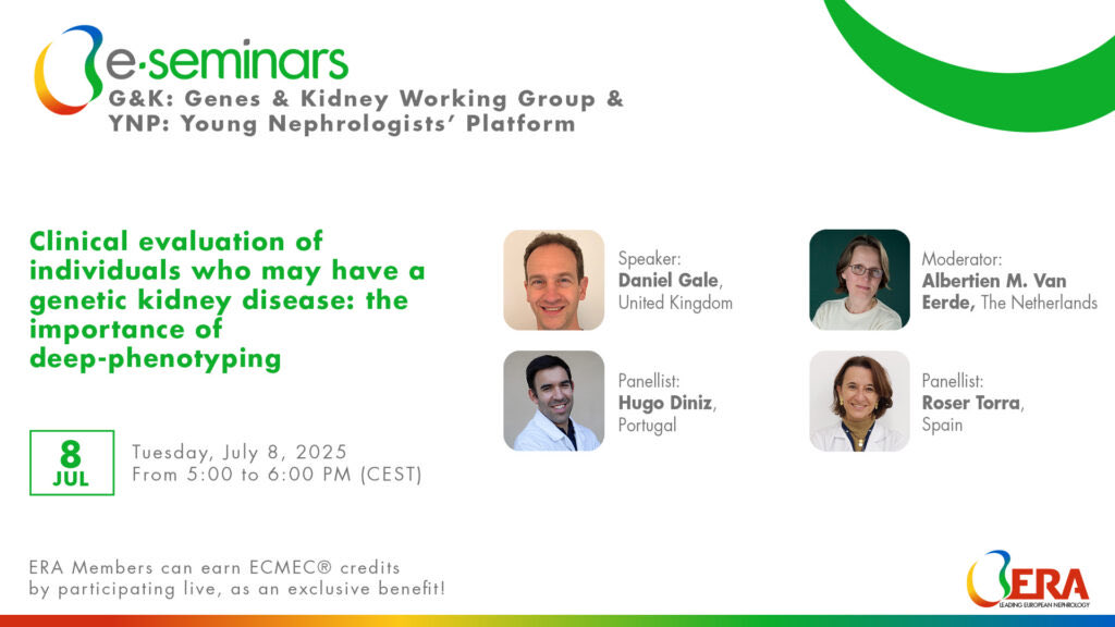 YNP of ERA (@ynptweets) on Twitter photo 🧬 Our joint e-seminar with <a href="/ERAkidney/">ERA - European Renal Association</a> Genes & Kidney WG is approaching.
Do not forget to register!
era-online.org/video-pages/cl… 🧬 Our joint e-seminar with <a href="/ERAkidney/">ERA - European Renal Association</a> Genes & Kidney WG is approaching.
Do not forget to register!
era-online.org/video-pages/cl…