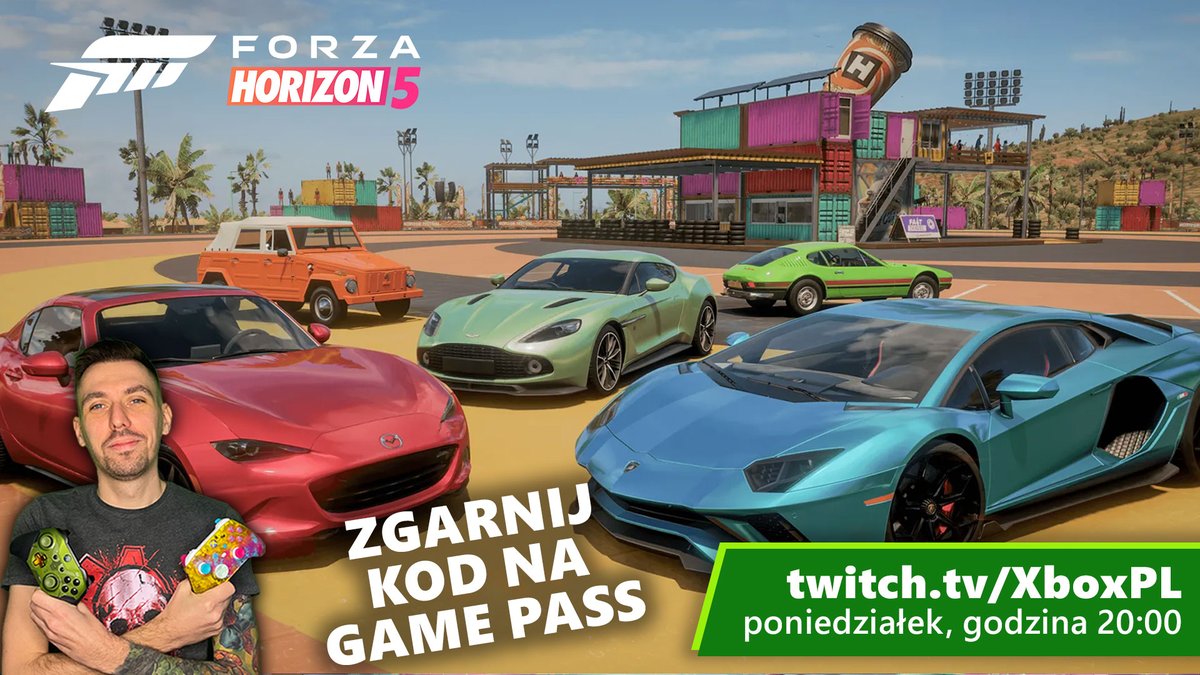 Rajski klimat, dobre drogi i piękne samochody - oto przepis na idealny aktywny odpoczynek. Właśnie dlatego Bart uda się dzisiaj o Meksyku w Forza Horizon 5 😉 
Wpadnijcie zamienić z nim kilka słów i zgarnąć kod na Game Pass. Zapraszamy!
💚💚💚
Startujemy o 20:00