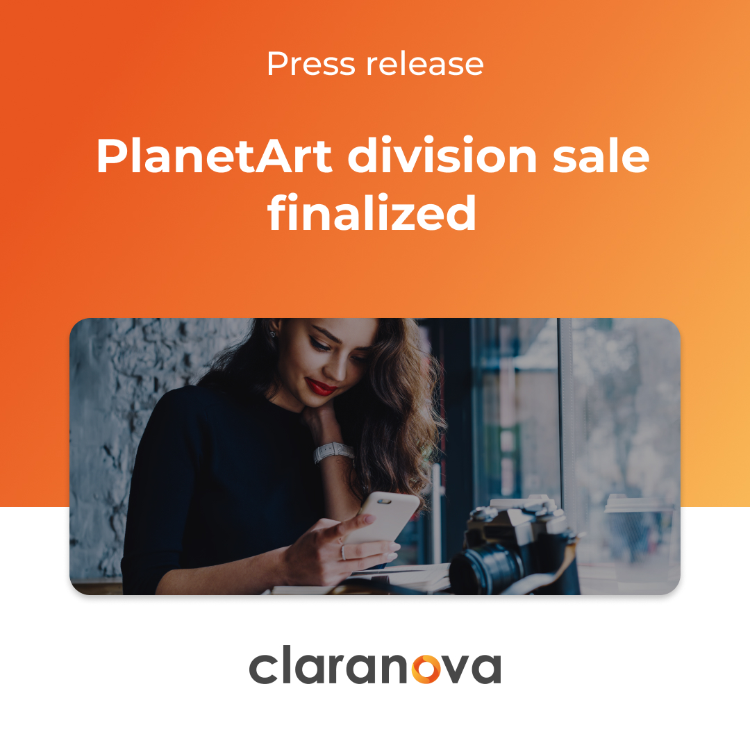 [#PressRelease] t.ly/VOX-1
Claranova announces the successful completion of the sale of its PlanetArt division.
🔸Claranova becomes a pure play software publisher
🔸Group gross debt reduced by over €90m