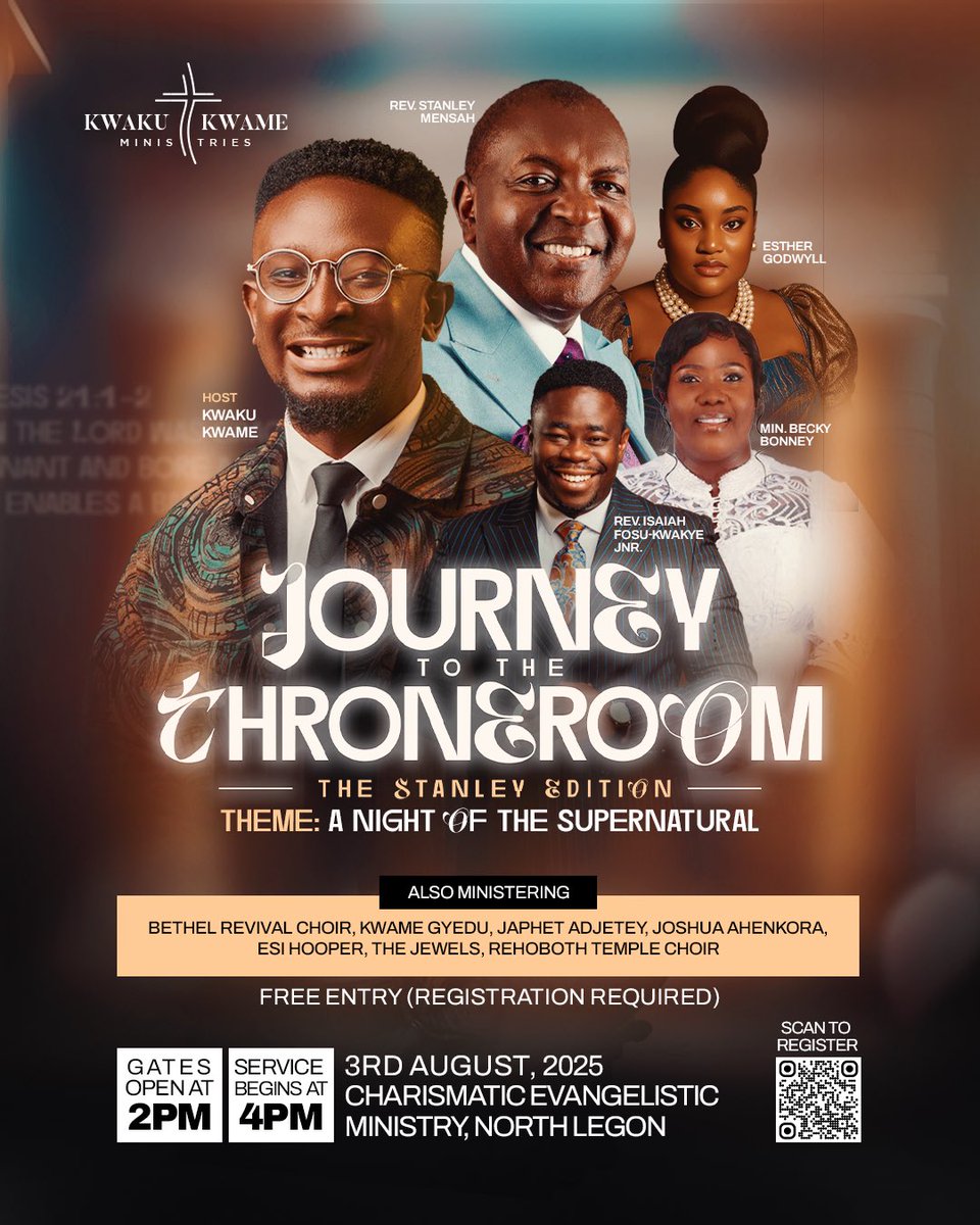 ✨A Night of the Supernatural Awaits!✨

Join us for Journey to the Throne Room – The Stanley Edition — an atmosphere charged with God’s power, worship, and divine encounters.

Details on the Flyer❤️

#JourneyToTheThroneRoom2025 #NightOfTheSupernatural