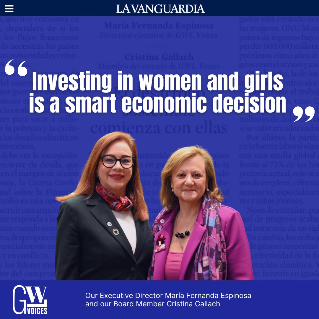 GWL Voices (@gwlvoices) on Twitter photo As the #FfD4 begins in Seville, our ED <a href="/mfespinosaEC/">María Fernanda Espinosa</a> & BM <a href="/cristinagallach/">Cristina Gallach Figueras</a> share a powerful message in <a href="/LaVanguardia/">La Vanguardia</a>: "Investing in women & girls isn’t just the right thing to do, it’s a smart economic decision".
Seville is the place. The time is now.
lavanguardia.com/internacional/… As the #FfD4 begins in Seville, our ED <a href="/mfespinosaEC/">María Fernanda Espinosa</a> & BM <a href="/cristinagallach/">Cristina Gallach Figueras</a> share a powerful message in <a href="/LaVanguardia/">La Vanguardia</a>: "Investing in women & girls isn’t just the right thing to do, it’s a smart economic decision".
Seville is the place. The time is now.
lavanguardia.com/internacional/…