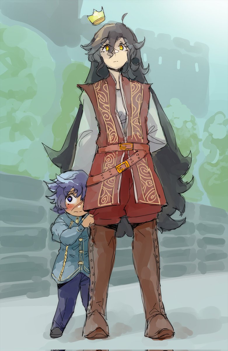 Fable The Fae King and her firstborn Son, Aven. 

When you're a Fairy King, it might not be the best idea to kiss a Reclusive Witch. But he grows up to be quite chivalrous and charming! And a loyal Knight in Fable's Court.

🎨: @/gelidspace