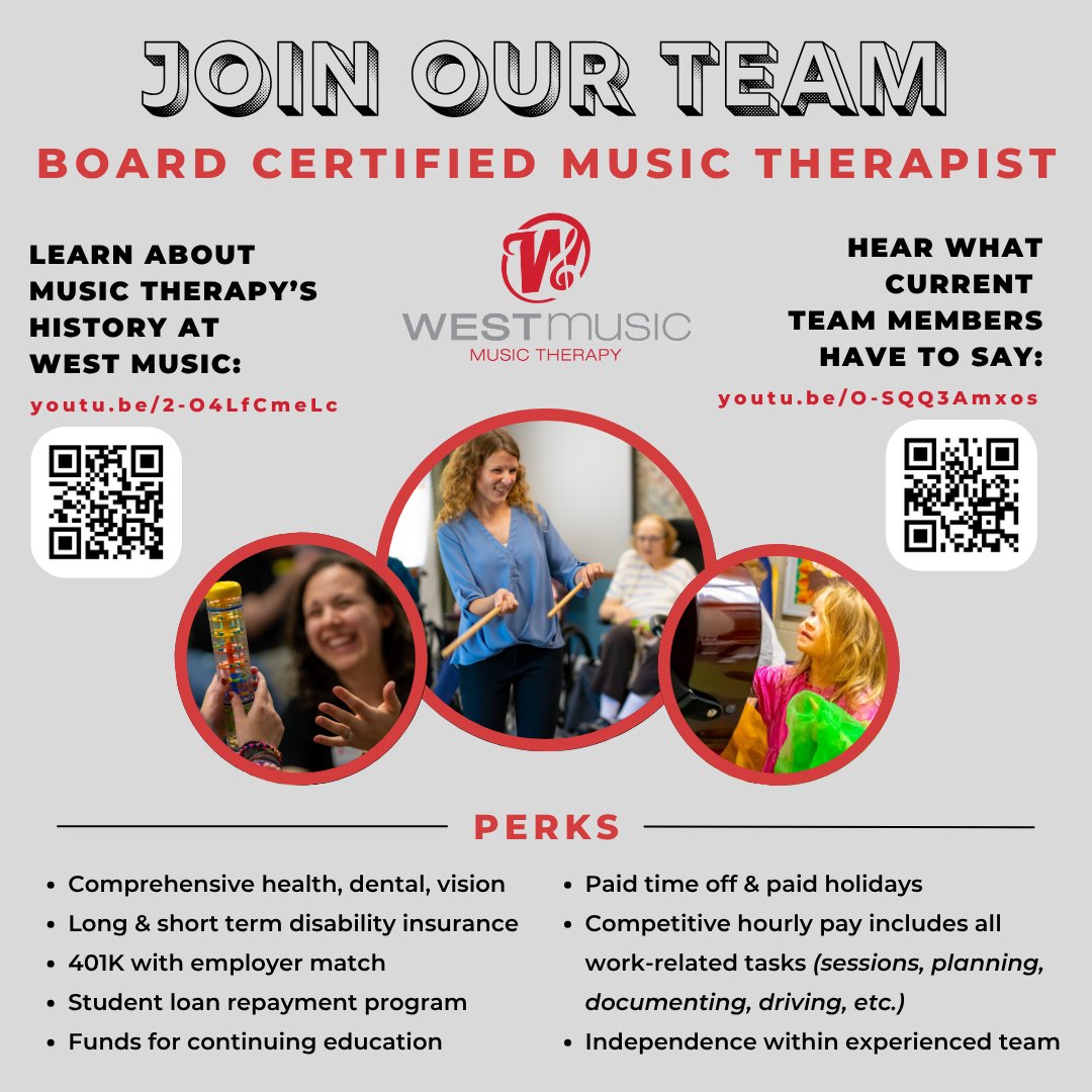 Our music therapy team is hiring board certified music therapists in Cedar Rapids &amp; in Davenport! Descriptions for both positions and application information can be found at bit.ly/3ZRFwhL #MusicTherapy #MusicTherapyMonday