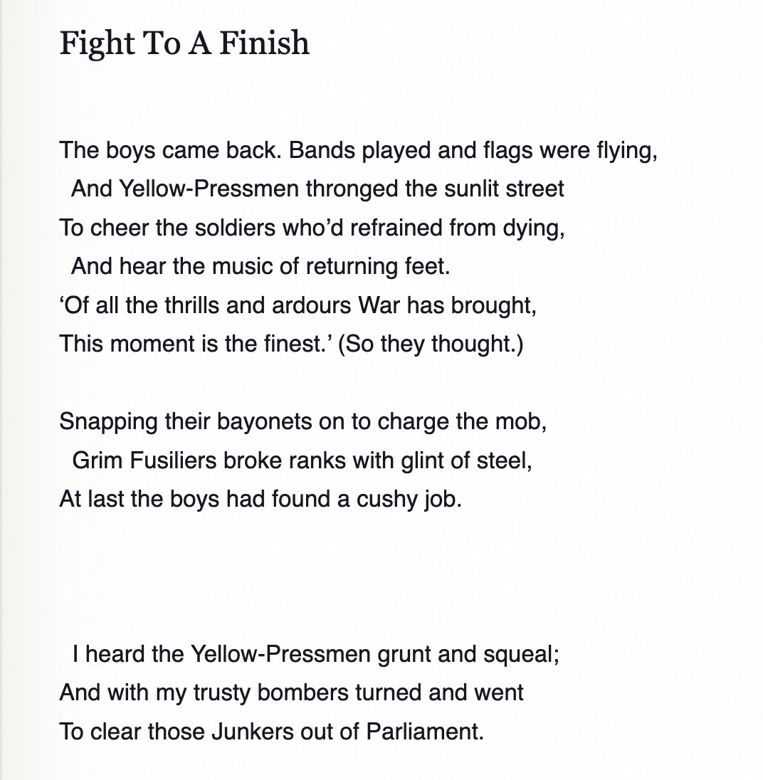 OMG! - nice old Siegried Sassoon, wished death on members of parliament! He was going to 'bomb' them.