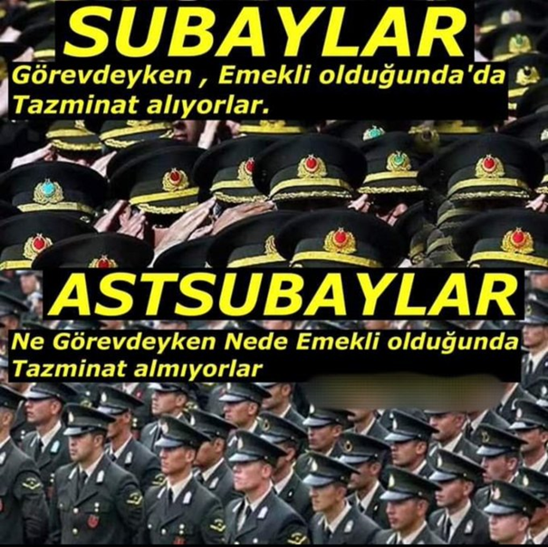 #AstsubaylarUnutmayacak
Ordumuzun omurgası, gözbebeği olan astsubaylar çalışıp emekli olduktan sonra görmezlikten gelmek, yıllardır hakkı olan tazminat hakkını almaması doğru mudur?
<a href="/RTErdogan/">Recep Tayyip Erdoğan</a>
<a href="/TSKGnkur/">TSK</a>
<a href="/tcsavunma/">T.C. Millî Savunma Bakanlığı</a>
<a href="/TBMMresmi/">TBMM</a>
<a href="/dbdevletbahceli/">Devlet Bahçeli</a>
<a href="/eczozgurozel/">Özgür Özel</a>
<a href="/celebimehmeta/">Mehmet Ali Çelebi</a>