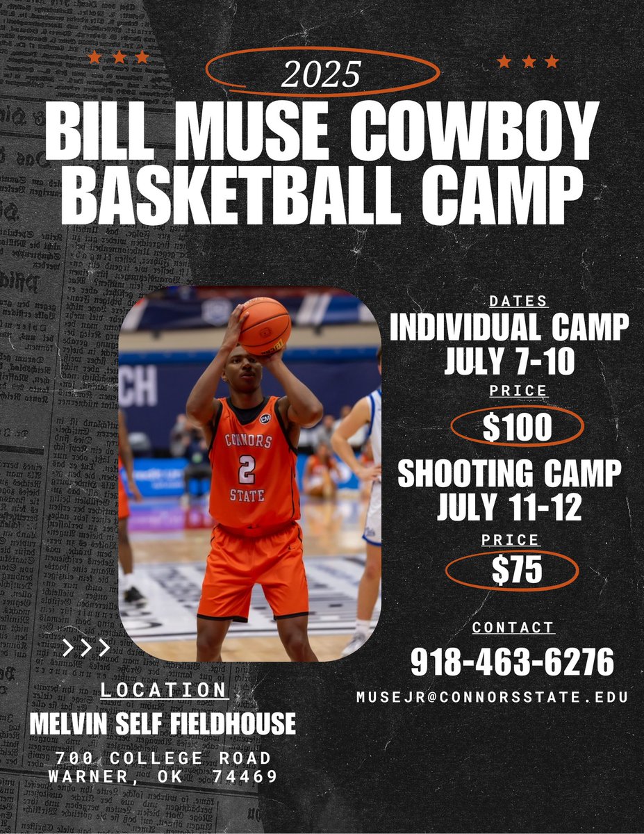 🚨 | CAMP IS NEXT WEEK

A couple spots remain available for our July Skills Camp and Shooting Camp! We’d love to see you there. 

📆: July 7-10- Skills Camp- Ages: 7-15
📆: July 11-12- Shooting Camp- Ages: 7-1
📍: Melvin Self Fieldhouse