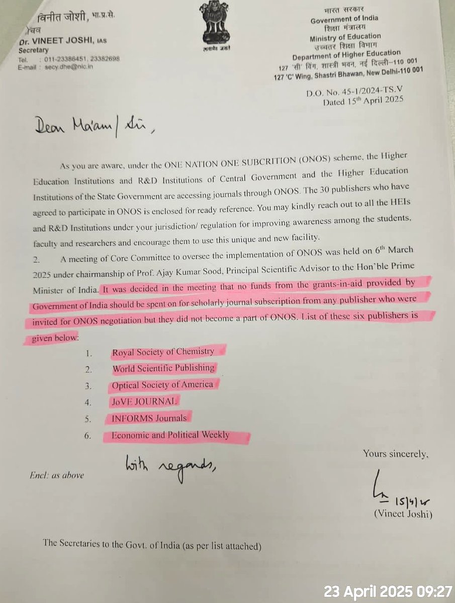 Dr. Debayan Sarkar (@debayandr) on Twitter photo Bold and Superb Decision by the Ministry of Education- No fund for those who didnot particpate in our One Nation One Subscription Policy <a href="/IITIOfficial/">IIT Indore</a> <a href="/PMOIndia/">PMO India</a> <a href="/EduMinOfIndia/">Ministry of Education</a> <a href="/IndiaDST/">DSTIndia</a> <a href="/ugc_india/">UGC INDIA</a> <a href="/dpradhanbjp/">Dharmendra Pradhan</a> Bold and Superb Decision by the Ministry of Education- No fund for those who didnot particpate in our One Nation One Subscription Policy <a href="/IITIOfficial/">IIT Indore</a> <a href="/PMOIndia/">PMO India</a> <a href="/EduMinOfIndia/">Ministry of Education</a> <a href="/IndiaDST/">DSTIndia</a> <a href="/ugc_india/">UGC INDIA</a> <a href="/dpradhanbjp/">Dharmendra Pradhan</a>