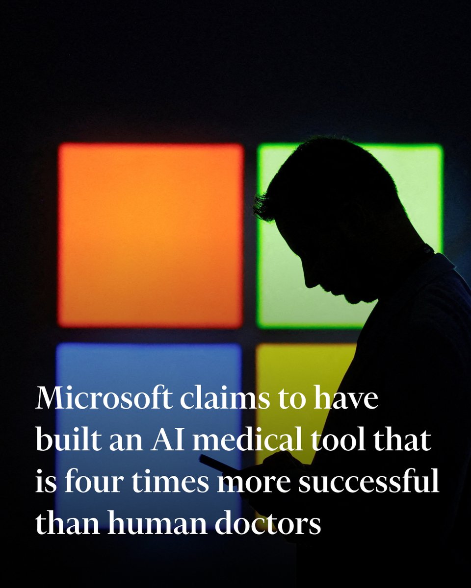 Microsoft has built an artificial intelligence-powered medical tool it claims is four times more successful than human doctors at diagnosing complex ailments, as the tech giant unveils research it believes could speed up treatment on.ft.com/4kkBndn
