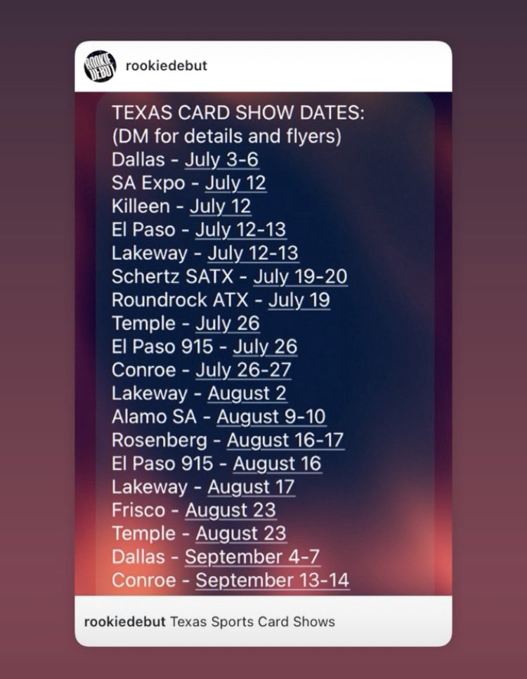 Texas Sports Card Shows
<a href="/CardPurchaser/">Card Purchaser</a> #thehobby