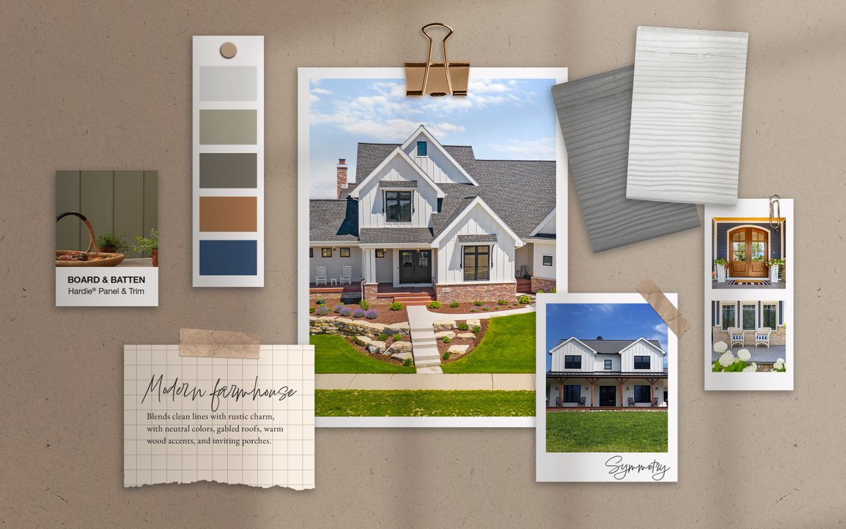 JamesHardie's tweet image. Designing your dream exterior? Start with a mood board! 🎨🏡✨
Whether you're building new or refreshing your home's curb appeal, a mood board is your secret weapon for a cohesive, stunning look. Here’s how to nail it:
✅ Define your style – We’ve curated this contemporary…