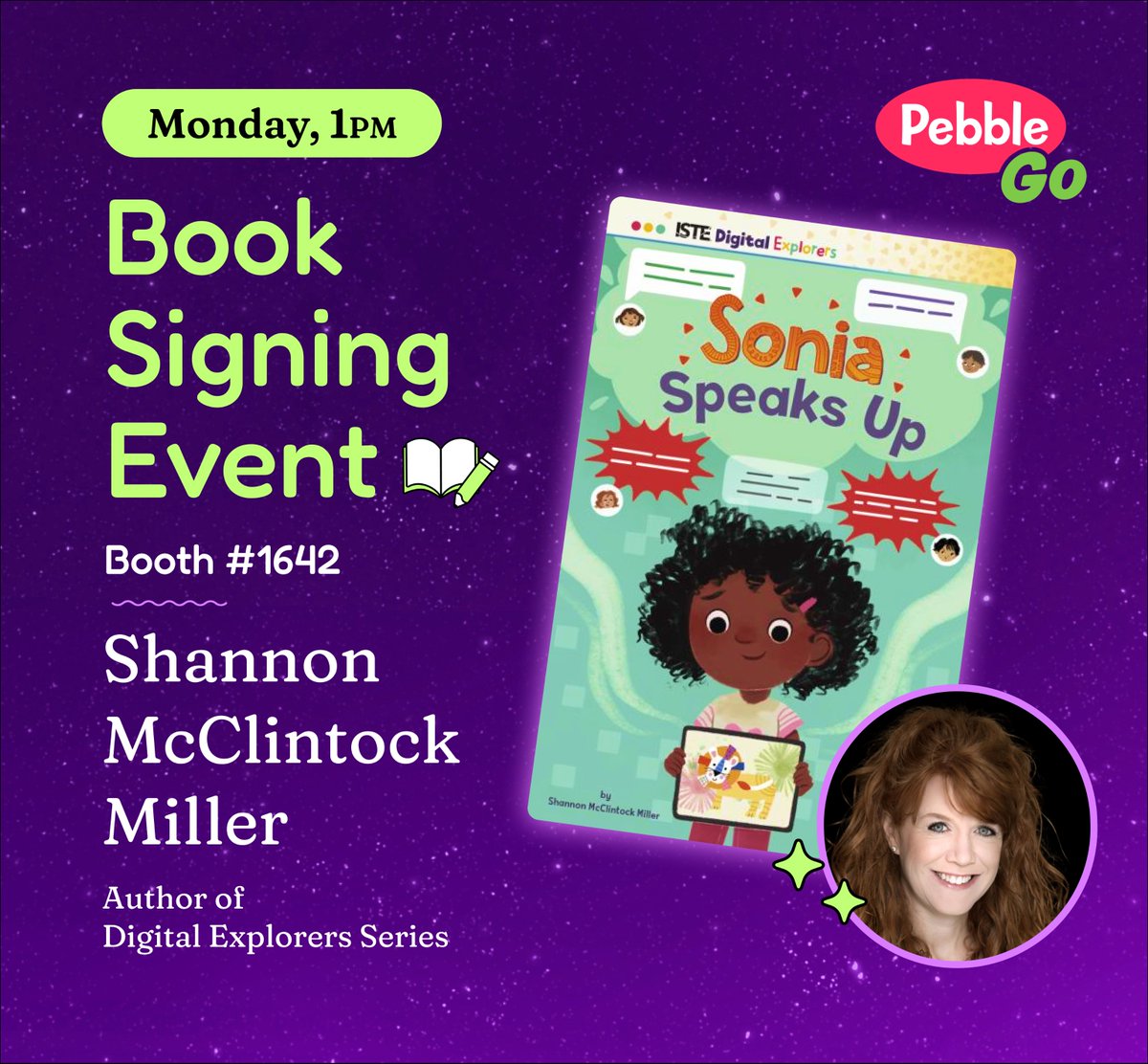 PebbleGo (@pebblegohq) on Twitter photo 📚 Happening in 15 minutes!
Swing by Booth 1642 for a special book signing with <a href="/shannonmmiller/">Shannon McClintock Miller</a>, author of the Digital Explorers series!
See you then! 📚 Happening in 15 minutes!
Swing by Booth 1642 for a special book signing with <a href="/shannonmmiller/">Shannon McClintock Miller</a>, author of the Digital Explorers series!
See you then!