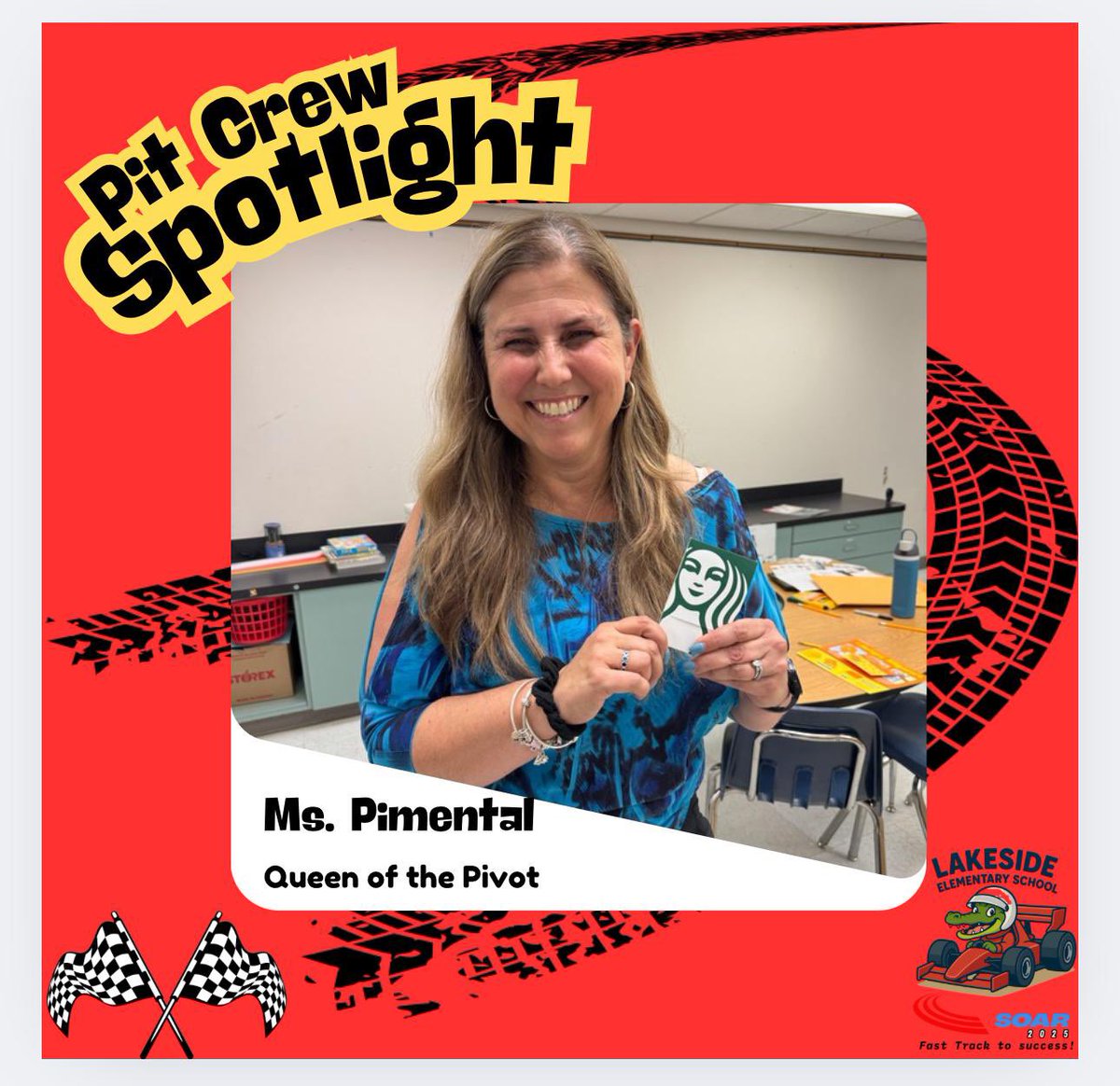 🏁 Pit Crew Spotlight Alert! 🏎️💨
Shoutout to Ms. Pimental from Western High School, the Queen of the Pivot! 👑 at Lakeside ES for #SummerSOAR 2025! When her #class was restructured, she switched gears effortlessly and welcomed a brand new crew of kiddies with grace &amp; #heart 💛