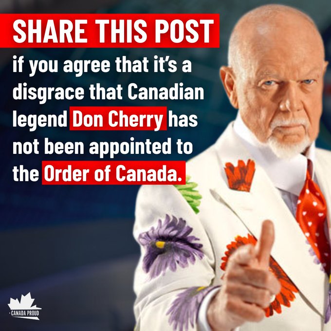 TheBuckYouWill's tweet image. THE ORDER OF CANADA

Don Cherry is a FAR, FAR more deserving recipient of the Order of Canada than criminals Theresa Tam &amp;amp; Bonnie Henry.

The only thing 'controversial' about Don Cherry is his LOVE for Canada.

CELEBRATING TAM &amp;amp; HENRY IS JUST AN OUTRAGE.
`