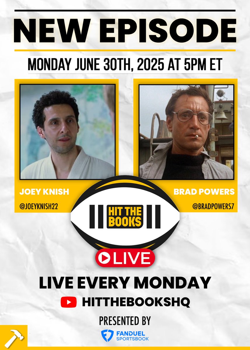 Hit the Books 🔨 (@hitthebookshq) on Twitter photo The boys are back today at 5pm ET (If Knish is on time)! 📣
<a href="/JoeyKnish22/">Joey Knish</a> | <a href="/BradPowers7/">Brad Powers</a>
Presented by: <a href="/FDSportsbook/">FanDuel Sportsbook</a> The boys are back today at 5pm ET (If Knish is on time)! 📣
<a href="/JoeyKnish22/">Joey Knish</a> | <a href="/BradPowers7/">Brad Powers</a>
Presented by: <a href="/FDSportsbook/">FanDuel Sportsbook</a>