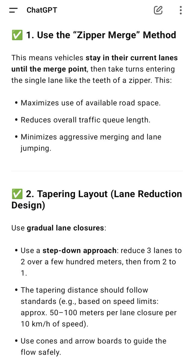 YohanaBako's tweet image. #IfakoBridgeRepair
#EfficientFlow

@followlastma @Sola_giwa @FRSCNigeria

Pay attention to the &quot;Structured Lane Merge&quot; &amp;amp; &quot;Zipper Technique&quot;

Lane 3 merge to Lane 2 (vehicles go in turn) 300m before obstruction 

Lane 2 merge to Lane 1 (vehicles go in turn) 150m before obstruction