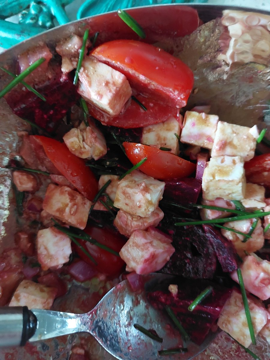 My red salad with feta and chives.  Goes perf with my <a href="/macon/">Macon</a> #domainegignon <a href="/TheWineSociety/">The Wine Society</a>