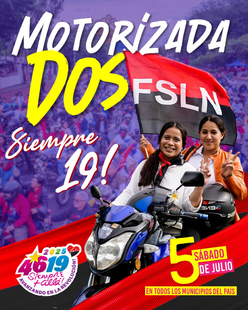 ❤🖤🏍🎉 Este sábado 5 de julio se realizará la Motorizada Dos, Siempre 19! en todos los municipios del país.