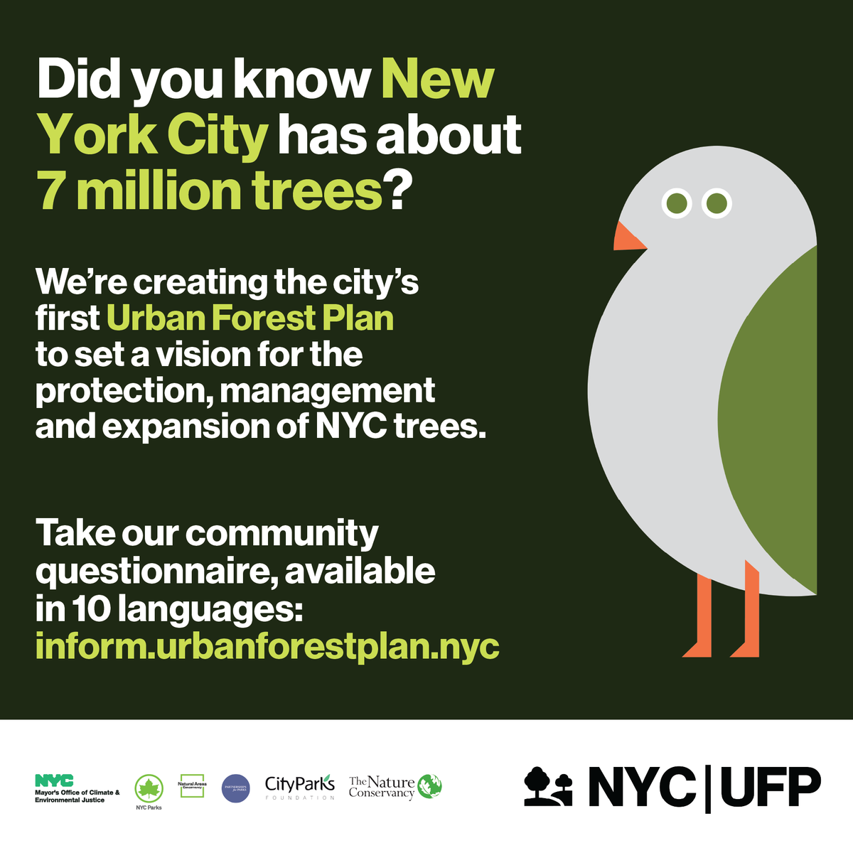 Deadline extended! Thousands of New Yorkers have already shared their voices to help shape NYC’s first-ever Urban Forest Plan!

But we still want to hear from more of you! Don’t miss your chance to shape a greener, cooler city for all. 🌳

🔗 inform.urbanforestplan.nyc