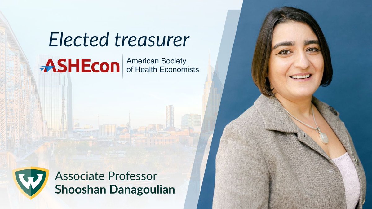WayneStateCLAS's tweet image. Congrats 🎉 to Economics Prof. Shooshan Danagoulian @Shooshan5 on being elected treasurer of the American Society of Health Economists! @ASHEcon is the leading scientific society dedicated to health economics. It publishes the American Journal of Health Economics. #WarriorStrong