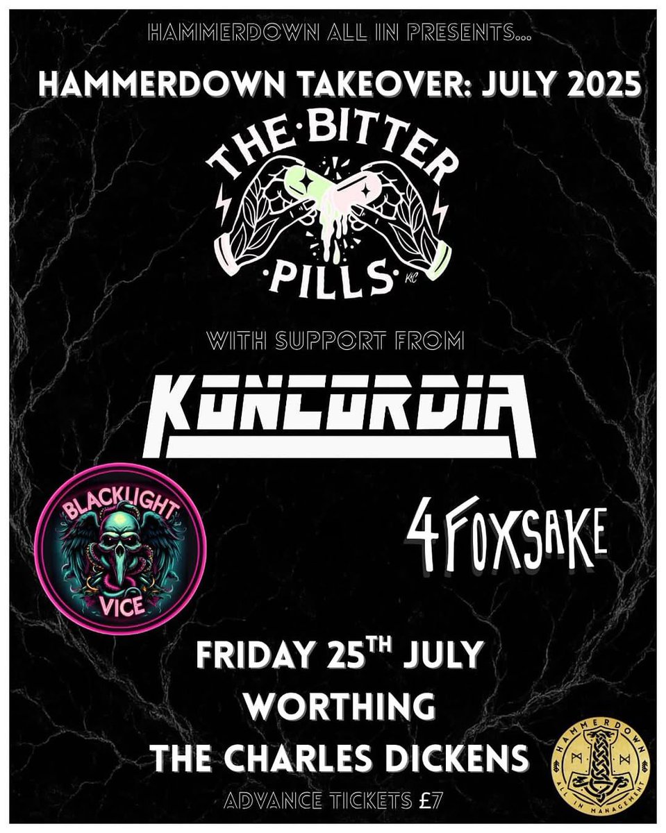 ⚡️🚨JULY TAKEOVER!🚨⚡️
Buzzing to share the stage with #TheBitterPills, #Koncordiau and <a href="/4foxsakeband/">4FOXSAKE</a> 

🎟️ Tickets available on ⛓️🌳 🤟⚒️