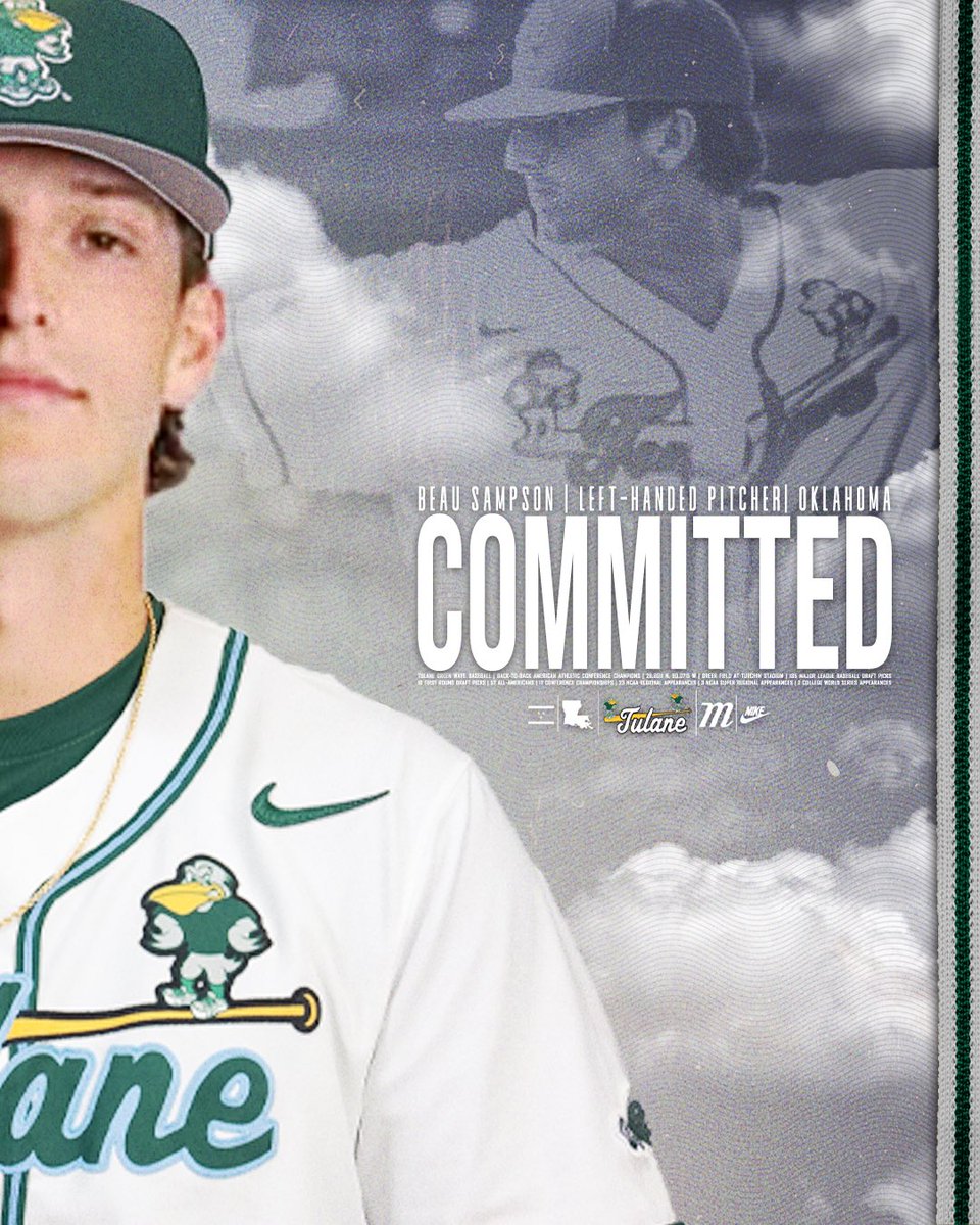 Beau Sampson (@beausampson9) on Twitter photo I am proud to announce that I will be committing to Tulane <a href="/GreenWaveBSB/">Tulane Baseball</a> #RollWave 🌊 I am proud to announce that I will be committing to Tulane <a href="/GreenWaveBSB/">Tulane Baseball</a> #RollWave 🌊