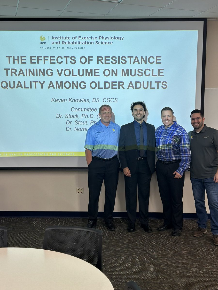 MattStockPhD's tweet image. Great job by my mentee, Kevan Knowles, on a successful M.S. thesis defense today. Kevan conducted a 6 wk RCT to examine the impact of training volume on multiple measures of muscle quality among older adults. Manuscript will be submitted shortly!
