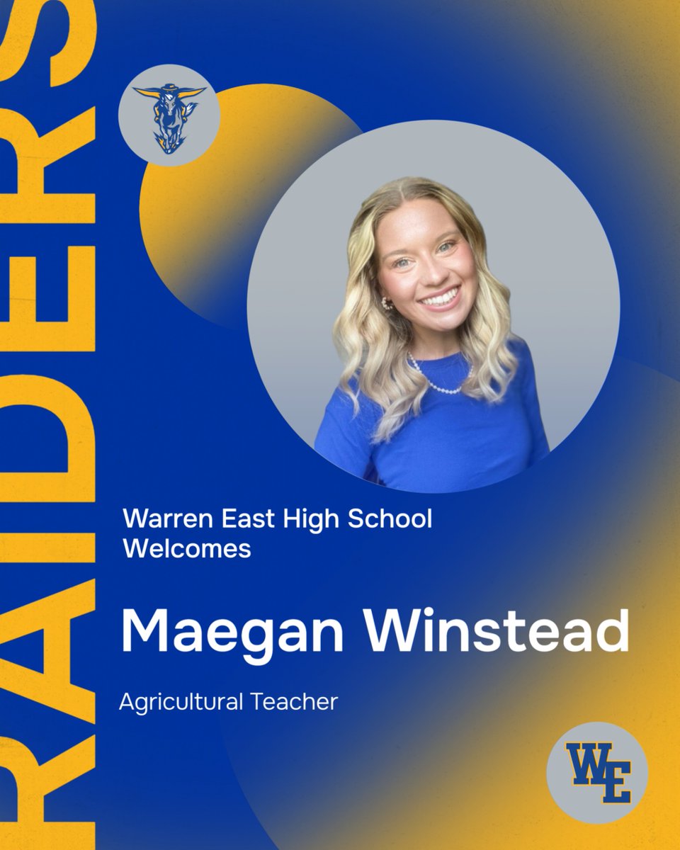 WEHS would like to welcome WEHS alumni Maegan Winstead as our newest Agricultural Teacher! Welcome home Maegan!