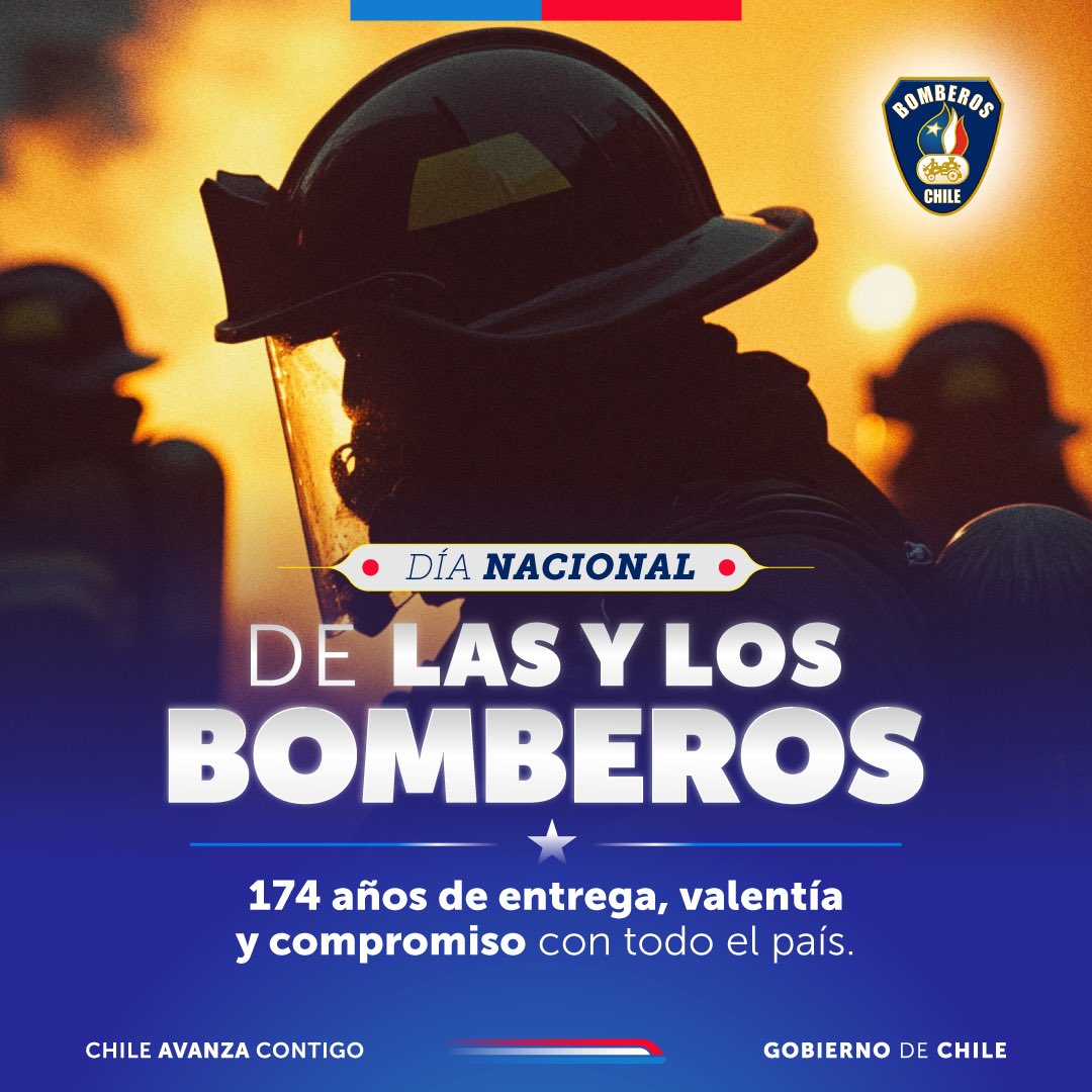 👩🏻‍🚒👨🏽‍🚒 ¡Feliz Día Nacional de las y los Bomberos!
Este 30 de junio conmemoramos los 174 años de Bomberos de Chile, una institución fundamental para el país, reconocida por su entrega, valentía y compromiso con la comunidad.