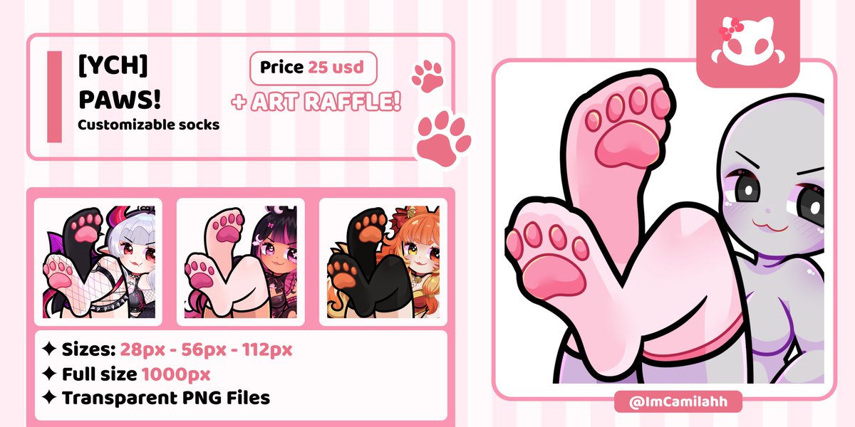 ImCamilahh's tweet image. 🐾| YCH Paws!
+Art Raffle:
✦Follow, ❤️ & 🔃
Hey! At the request of many, I’ve decided to open spaces again (。•̀ᴗ-)✧🌷✨
✦ Shop: vgen.co/ImCamilahh
#raffle #emotes #TwitchEmoteArtist #VTuberUprising #Vtuber #Vtuberart #ENVtuber #VTuberAssets #PAWS #GIVEAWAY #emote