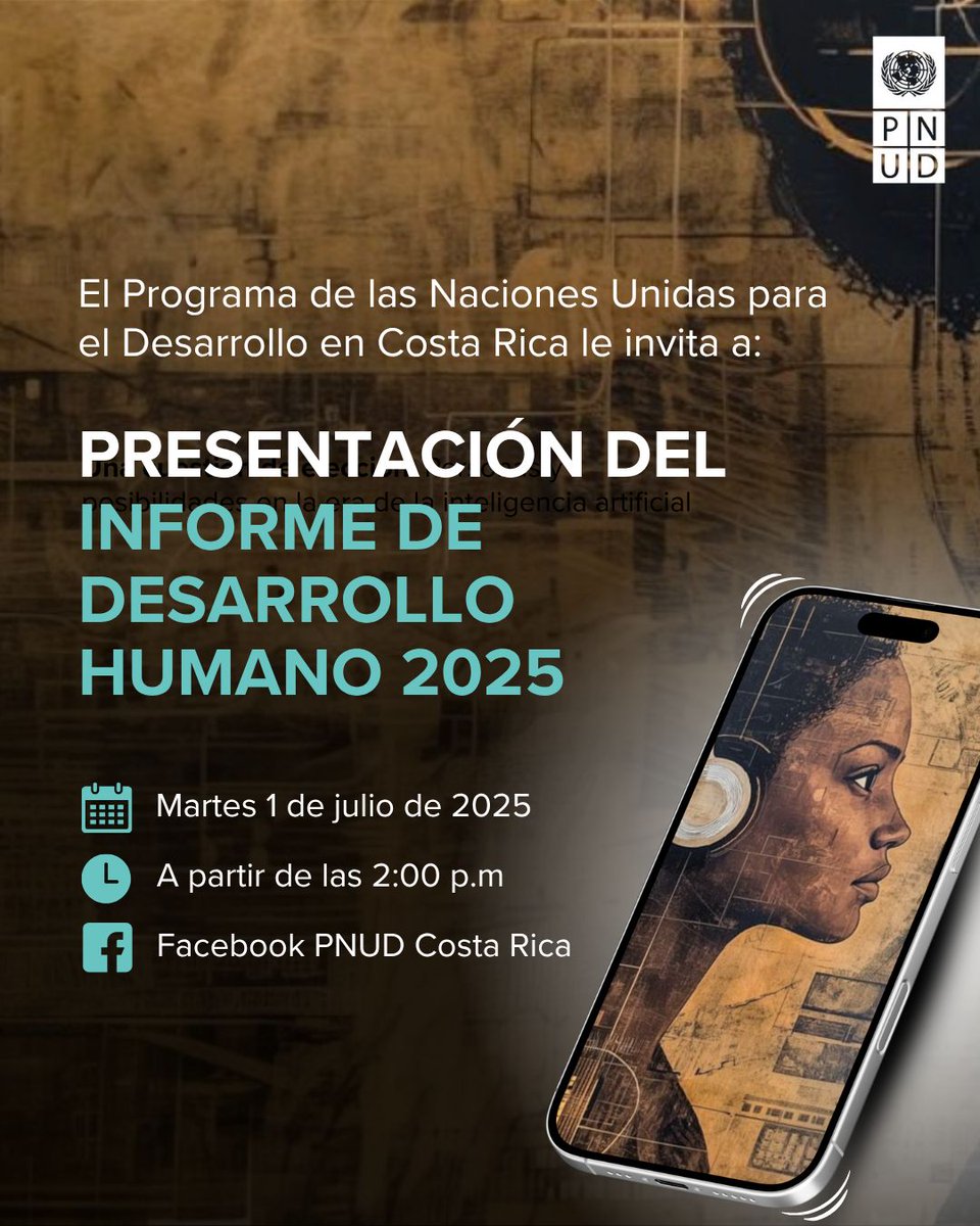 ¡Mañana! 📢 Acompáñenos en la transmisión del evento de presentación del Informe de Desarrollo Humano 2025 vía Facebook PNUD 🇨🇷 | 2:00 pm