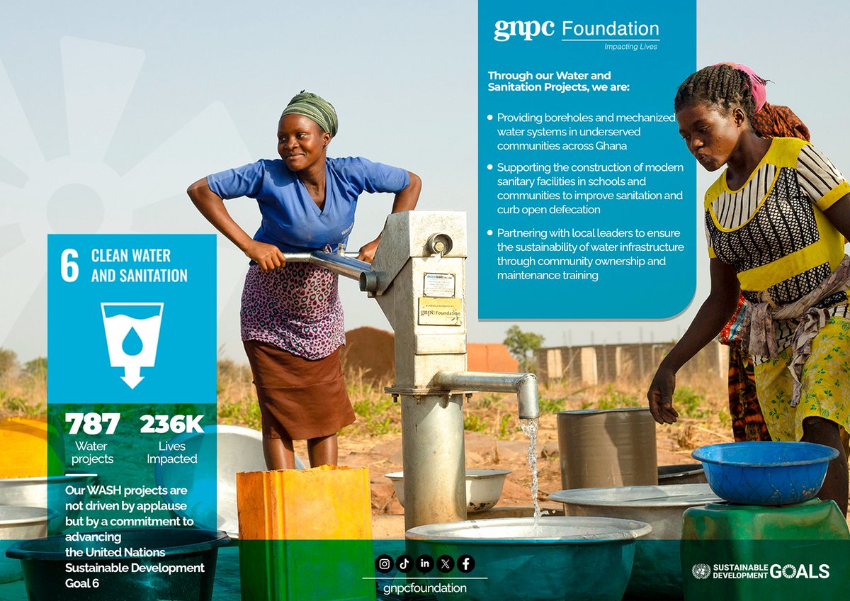 GNPC Ghana (@gnpcghana) on Twitter photo 💧 Water shouldn’t be a luxury.
For many communities in Ghana, access to safe water and decent toilets was once a daily struggle.
Through the <a href="/GNPCFoundation/">GNPC Foundation</a>, we’re helping to change that, providing boreholes, school toilets and promoting community ownership.
With over 787 💧 Water shouldn’t be a luxury.
For many communities in Ghana, access to safe water and decent toilets was once a daily struggle.
Through the <a href="/GNPCFoundation/">GNPC Foundation</a>, we’re helping to change that, providing boreholes, school toilets and promoting community ownership.
With over 787