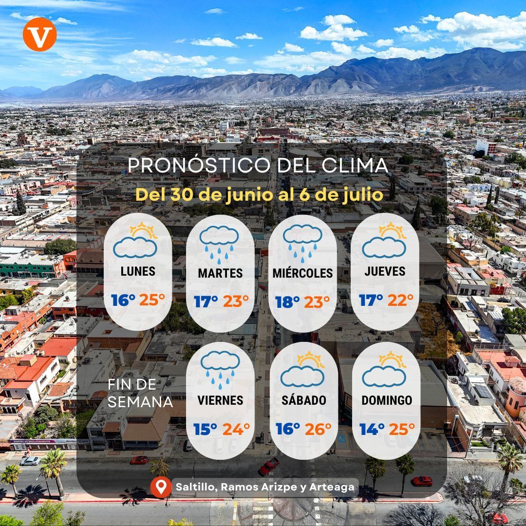 vanguardiamx's tweet photo. #Coahuila I 😯¡Nos esperan algunos días de lluvia esta semana!☔ Te compartimos el pronóstico del clima en #Saltillo, #RamosArizpe y #Artega. 👉 https://t.co/j4e0p9qRIQ https://t.co/mYBVmHdC8r