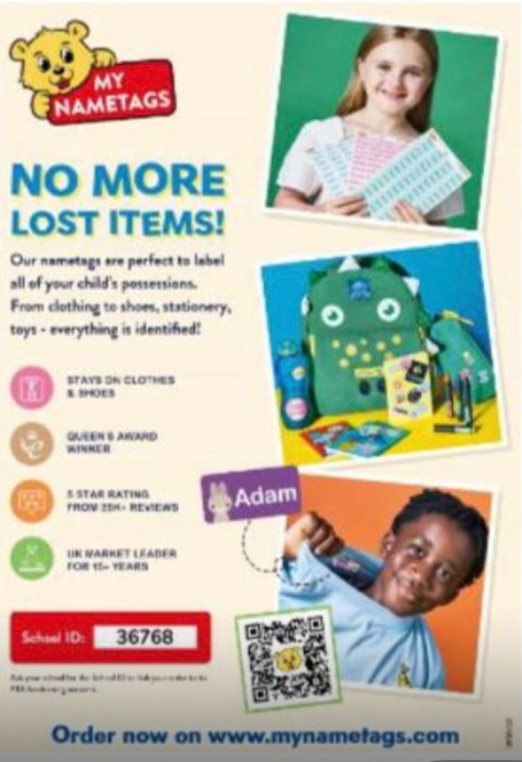 Trullschoolfund's tweet photo. Don’t forget when you are buying uniform to get new name stickers. Use code 36768 with my name tags and we get 10% of the cost back to the TSF #mynametags #trullschoolfundraisers @TrullSchool https://t.co/CGoVqbdhy0