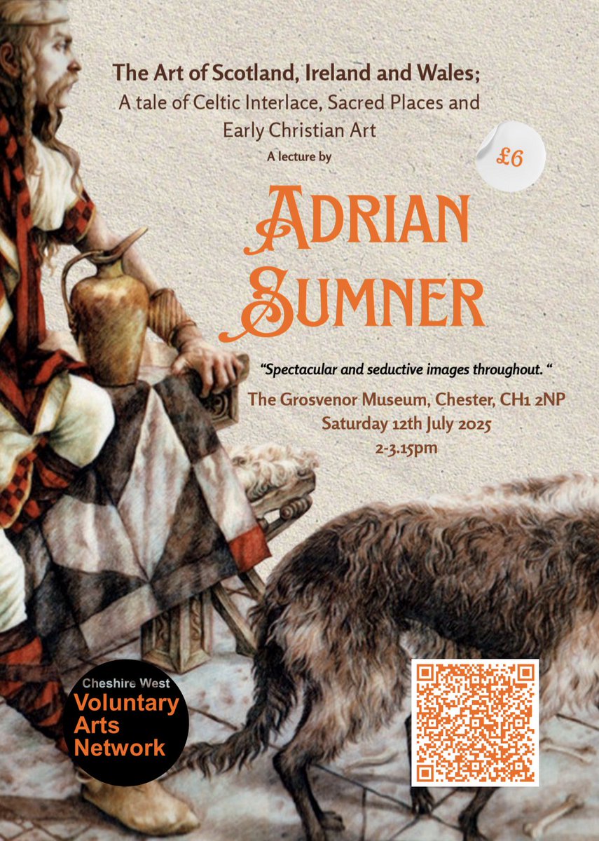 The Art of Scotland, Ireland &amp; Wales; a tale of Celtic Interlace, Sacred Places &amp; Early Christian Art

Talk by, the ever-entertaining, Adrian Summer

Sat 12 July, 2 - 3.15pm
Grosvenor Museum
£6 (inc. hot drink) ticketsource.co.uk/cheshire-west-…

Image:
Cu Chulaiin by Anne Yvonne Gilbert