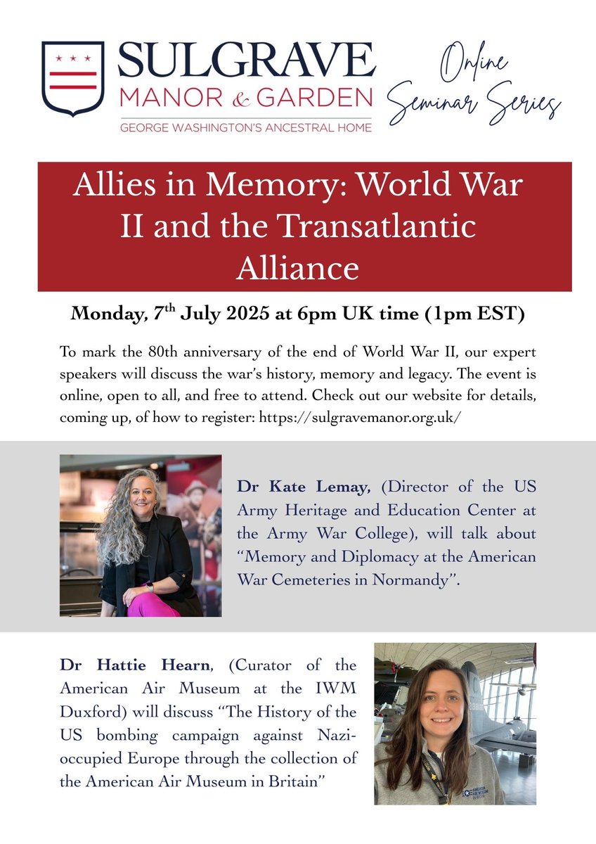 We are excited to announce our Director, Dr. Lemay, will be taking part in Sulgrave Manor 's Online Seminar Series!