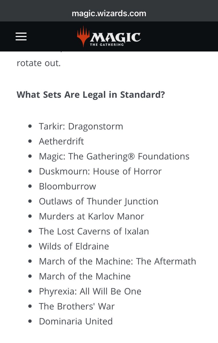 Hey <a href="/wizards_magic/">Magic: The Gathering</a> 

Just wanted you to know your web page for standard is out of date