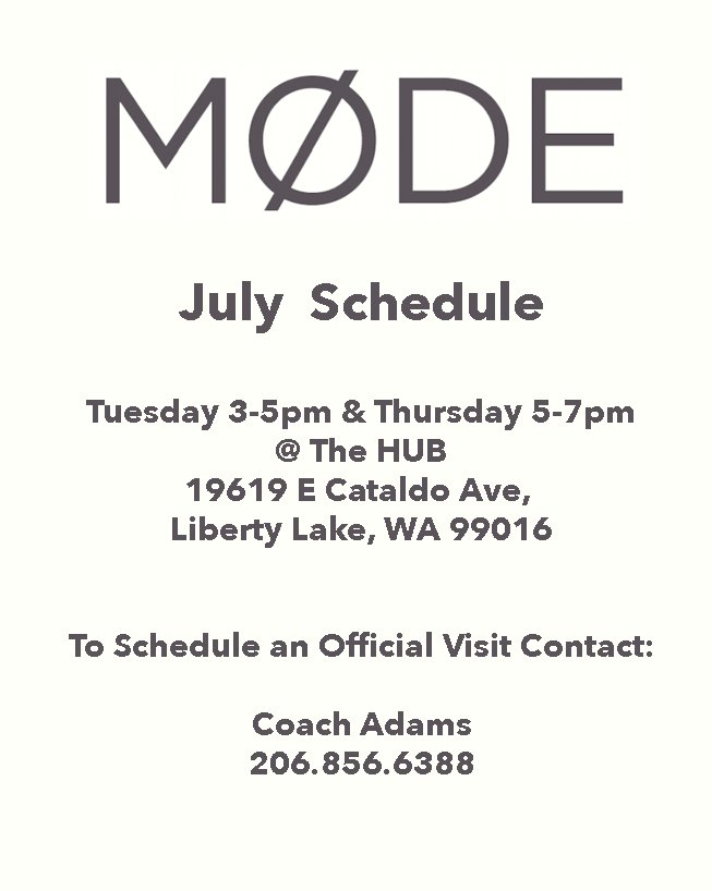 MODE_Basketball's tweet image. Times below for basketball recruits to schedule official visits to MODE Prep in July. Contact us ASAP and let us know which dates work for you!