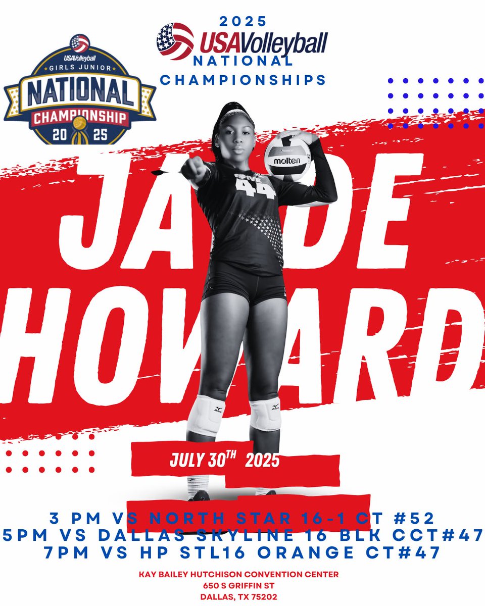 JadeHowardvb's tweet photo. @TexasTechVB Love to have you at our court at ct #52 @ 3pm, #47 @5pm, and #47 @ 7pm https://t.co/oY8emn3XWQ