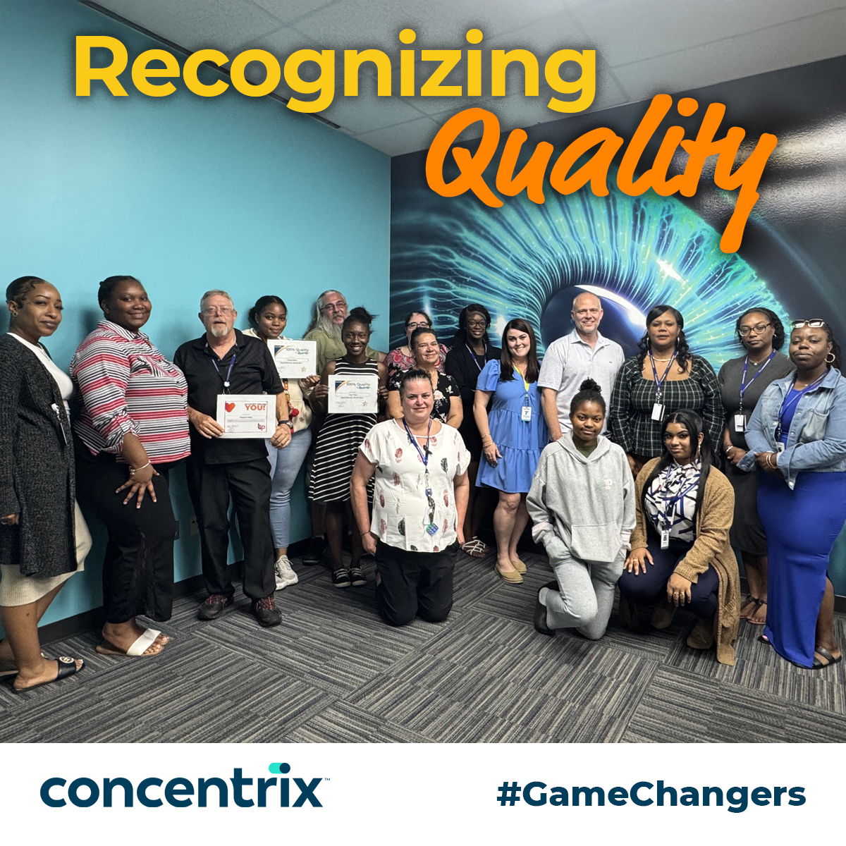 CELEBRATING EXCELLENCE.🎉 Our #Concentrix–Tampa, FL team honored its top-performing #GameChangers for their outstanding performance!🙌 The achievers shown were recognized for having ✅“100%” quality scores or for having ✅perfect attendance throughout the entire first quarter.👏