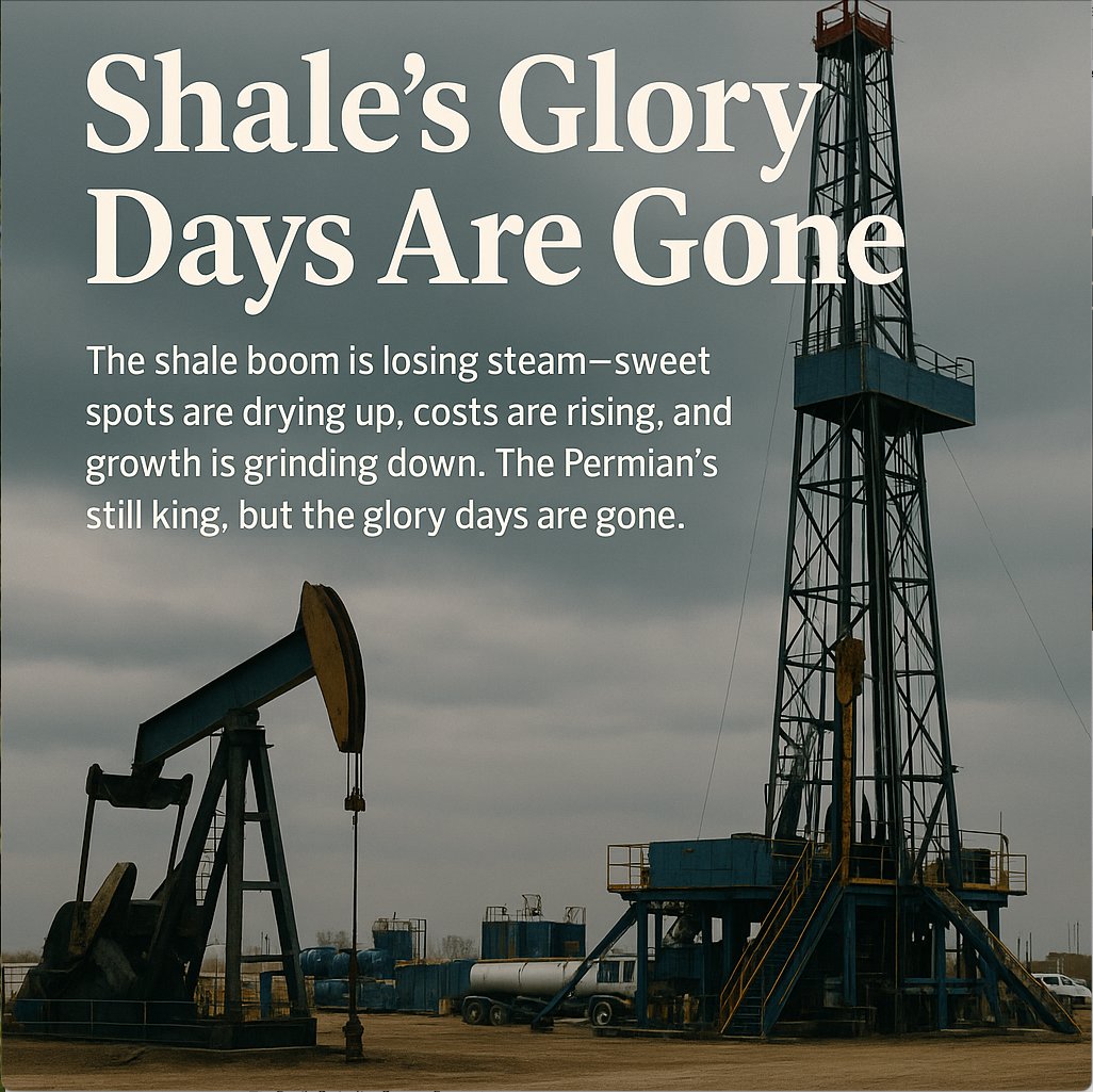 Art Berman (@aeberman12) on Twitter photo IEA: The shale boom is losing steam
Sweet spots are drying up, costs are rising, and growth is grinding down. 
The Permian’s still king, but the glory days are gone.
iea.org/reports/oil-20…
#energy #OOTT #oilandgas #WTI #CrudeOil #fintwit #OPEC #Commodities #commoditiesmarket IEA: The shale boom is losing steam
Sweet spots are drying up, costs are rising, and growth is grinding down. 
The Permian’s still king, but the glory days are gone.
iea.org/reports/oil-20…
#energy #OOTT #oilandgas #WTI #CrudeOil #fintwit #OPEC #Commodities #commoditiesmarket