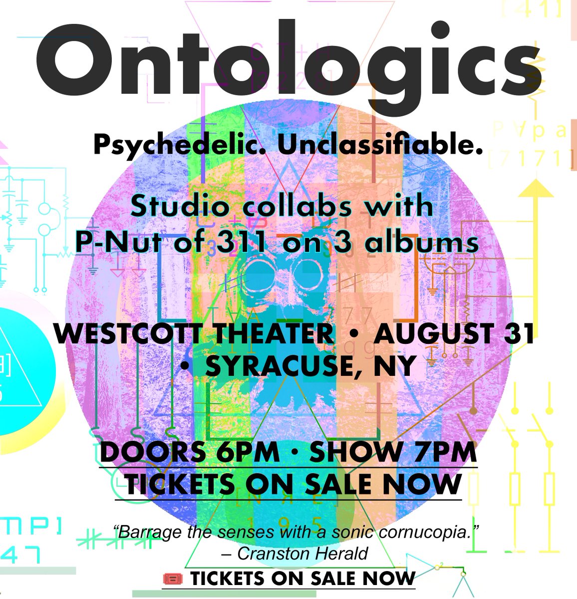 Ontologics's tweet image. Ontologics Live at The Westcott Theater
🗓️ Saturday, August 31
🎟️ Tickets on sale now
A full-on sensory trip — genre-defying, hard-hitting, and hypnotic + yelling stuff / sweating on the gearrrrr! Let’s go [🦉🚐]

🎫 Get your tickets:
thewestcotttheater.com/shows/ontologi…
