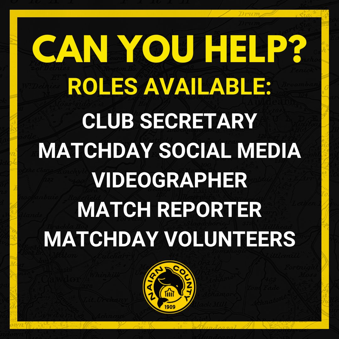 NairnCounty's tweet image. As we approach the new season, we have some volunteer roles we really need some help with. Can you assist or know someone that you think would do a great job?

For more info on each role go here: nairncountyfc.co.uk/club/volunteer…

Drop us a message if you think you can help.