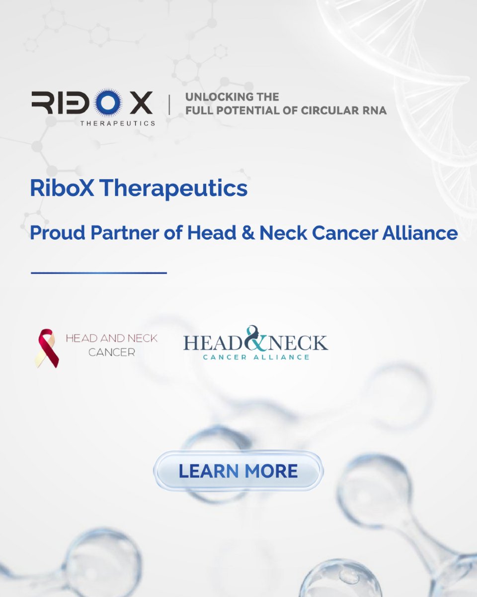 We're proud to be partnered with RiboX Therapeutics in the fight against head and neck cancer.  Find out more about their work here: riboxtx.com