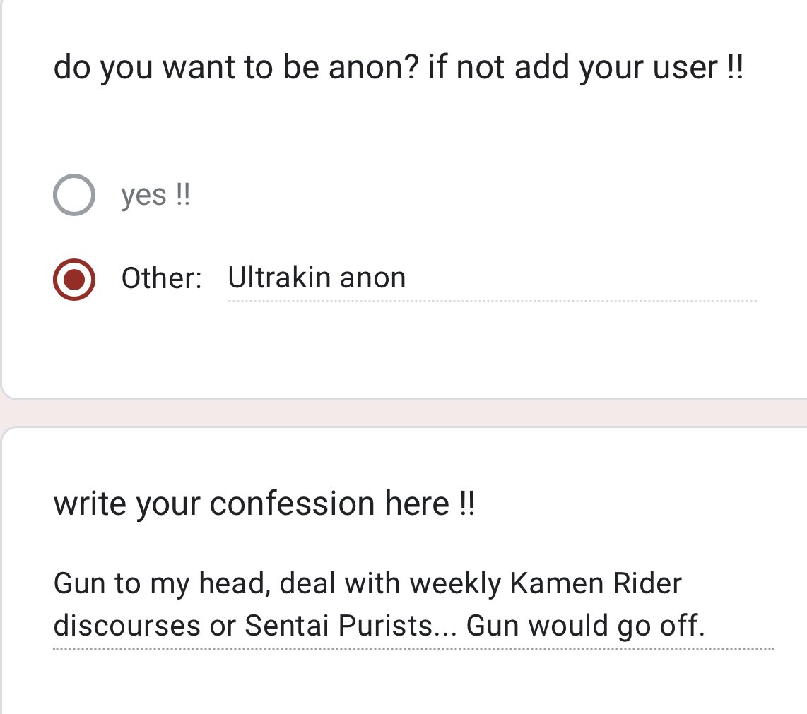 I cannot stand sentai purists 😭 do I think sentai is better? YES leagues better. Do I take opinions from someone who hasn’t watched any power rangers seasons? NO! Why? Cause you have to be subjected to the horrors of power rangers before i want to even start talking to you