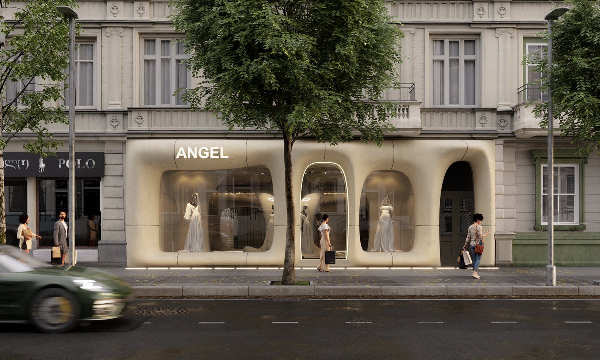 parametricarch's tweet photo. ✨ANGEL STORE by @Stipfold
 reimagines a 150 m² bridal showroom in Batumi as a sculptural retail space. The project features a continuous shell of fiber-reinforced concrete (GRC) that extends from the exterior into the interior, forming a soft, inflated envelope. Its clay-beige tone provides a neutral backdrop, allowing the gowns to stand out within a spatial setting that evokes a museum-like atmosphere.

The design is driven by parametric principles, translating complex geometries into modular components optimized for fabrication. At the center of the main hall, a vertical column installation supports four mannequins illuminated by halo lighting, creating a visual anchor from both inside and outside. Approximately 400 additional dresses are concealed behind integrated curtains to maintain spatial order. The dressing room, characterized by pink hues, mirrors, and fabric textures, is designed as a cinematic zone of transition. Architectural systems, including lighting, circulation, and HVAC, are embedded into the structure. The project is currently under construction and scheduled for completion in 2025.

👩‍🎓Join @PAACADEMYY’s workshops to learn the most advanced tools in architecture from pioneering architects and designers: https://t.co/4kEN6xAIDk

#stipfold #angelstore #parametricarchitecture #retaildesign #fiberglassconcrete #modernarchitecture #spatialdesign #batumi #architecturalinstallation #formdrivenarchitecture