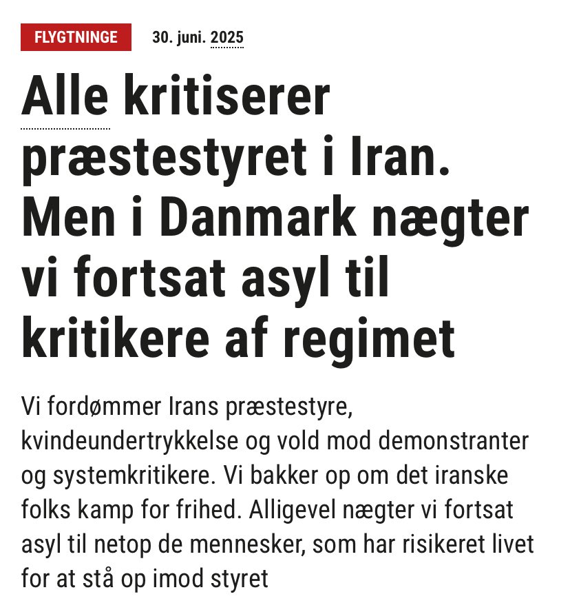 Vi fordømmer præstestyret i #Iran. Vi hylder iranernes kamp for frihed. Men i Danmark nægter vi dem beskyttelse - og lader dem rådne op bag hegn.

For nyligt besøgte jeg #Kærshovedgård. Et sted mange aldrig har hørt om, men som burde vække vrede hos os alle. Engang et åbent