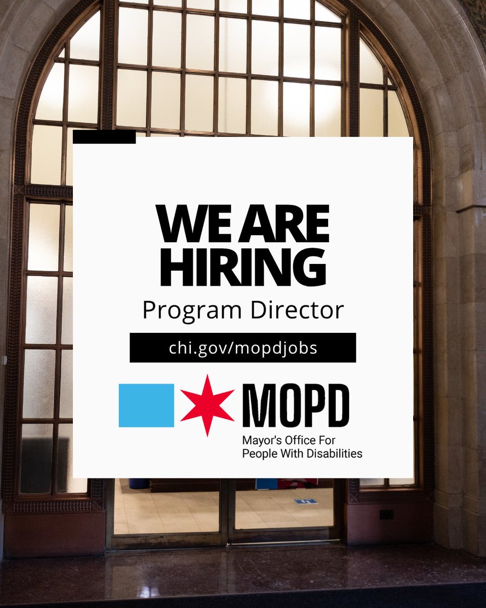 MOPDChicago's tweet image. We are hiring a Program Director to manage MOPD’s training programs. People with disabilities are encouraged to apply. Apply by 7/13 at chi.gov/mopdjobs.