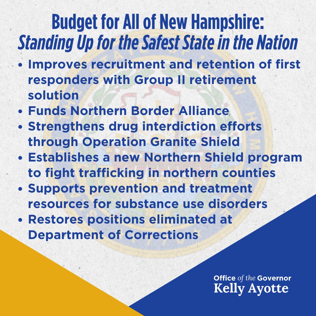 We live in the safest state in the nation thanks to our dedicated first responders. 

Together, we kept our promise to these men and women, strengthened our efforts to fight drug trafficking, and provided funding for our Northern Border.